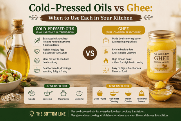 Cold-Pressed Oils vs Ghee: When to Use Each in Your Kitchen